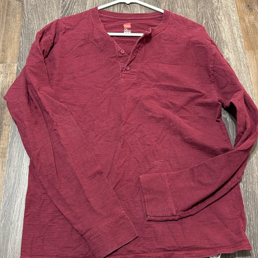 Sonoma Men's Maroon Long Sleeve Henley